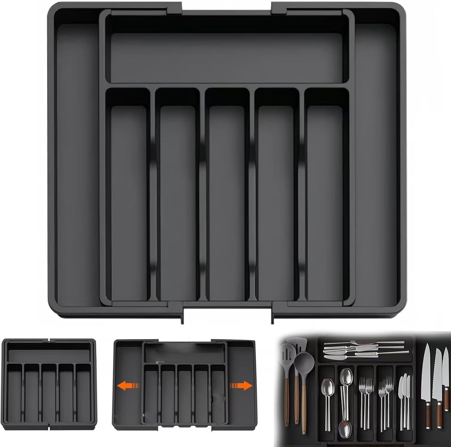 Deoxys Cutlery Drawer Organiser, Adjustable Cutlery Drawer Storage