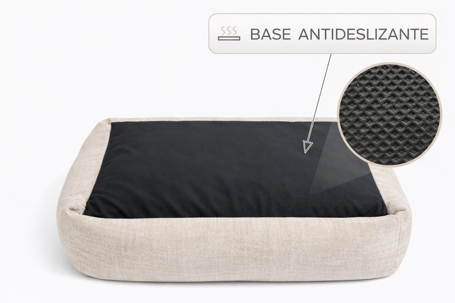 Cama Perro Desenfundable, Grande, Mediana Y Pequeña. – Cama para Perro de Fácil Limpieza, Fabricación Española, con Acabados Premium y diseño. (Beige, Mediano)
