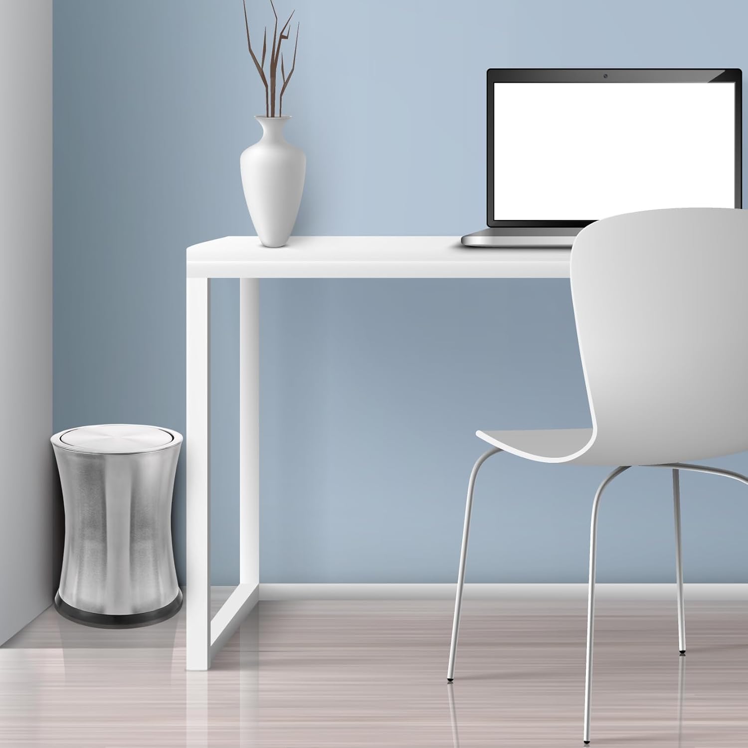 Bennett Swivel-A-Lid Small Trash Can, Stainless Steel Attractive 'Center-Inset' Designed Wastebasket, Modern Home Décor, Round Shape (Silver)