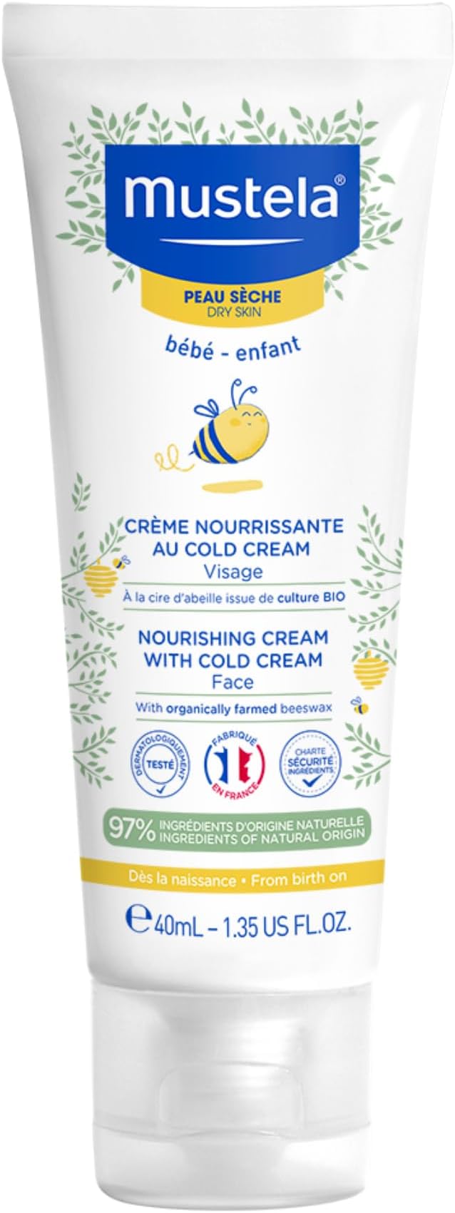 Mustela Baby Nourishing Face Cream – Daily Moisturizer for Dry Skin - with Natural Avocado, Cold Cream & Beeswax-40ml