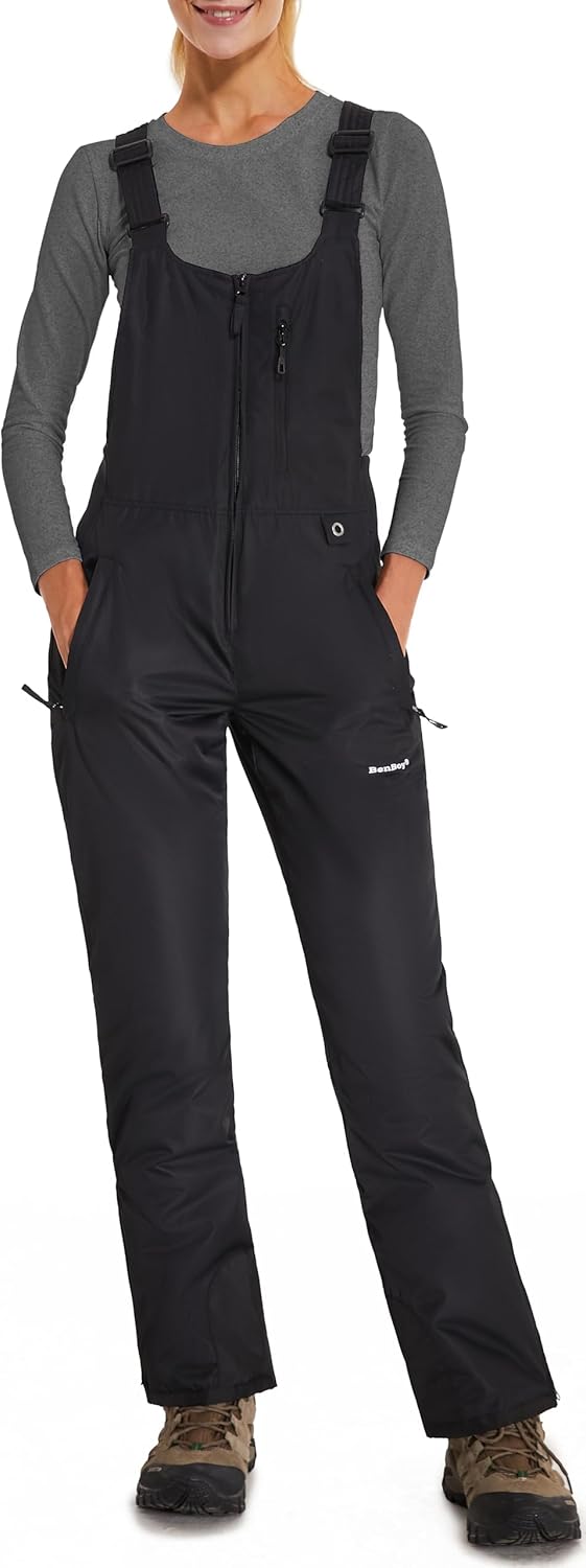 DAFENGEA Women's Ski Bibs Snow Pants Adjustable Straps Overalls -Waterproof Insulated Outdoor Snowboarding