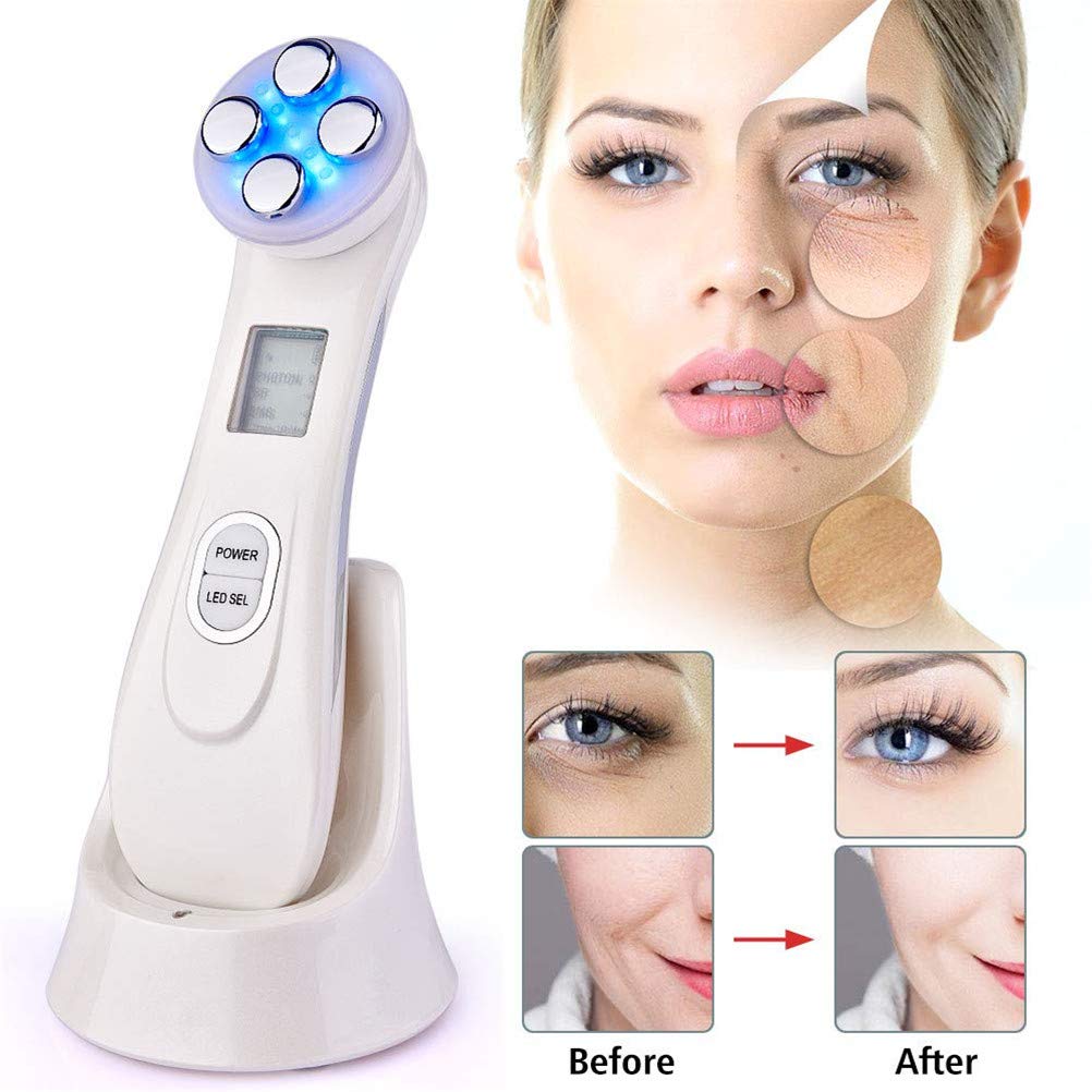 Aparato Facial Ultrasonido, máquina de cuidado reafirmante facial 5 en 1 máquina de estiramiento facial EMS antienvejecimiento eliminación de arrugas estiramiento de la piel