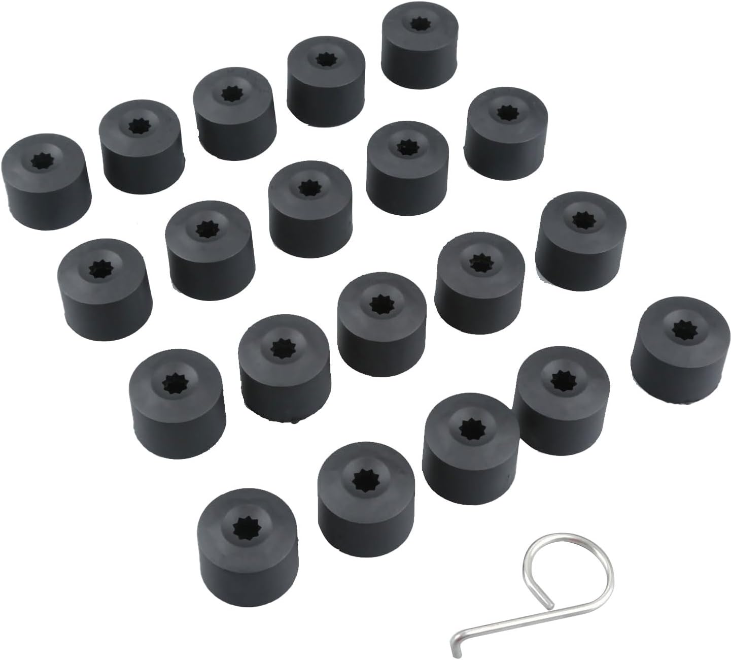 DERCLIVE 20pcs 17mm Plastic Wheel Bolt Nut Cover Caps with Removal Tool for Jetta Golf Black