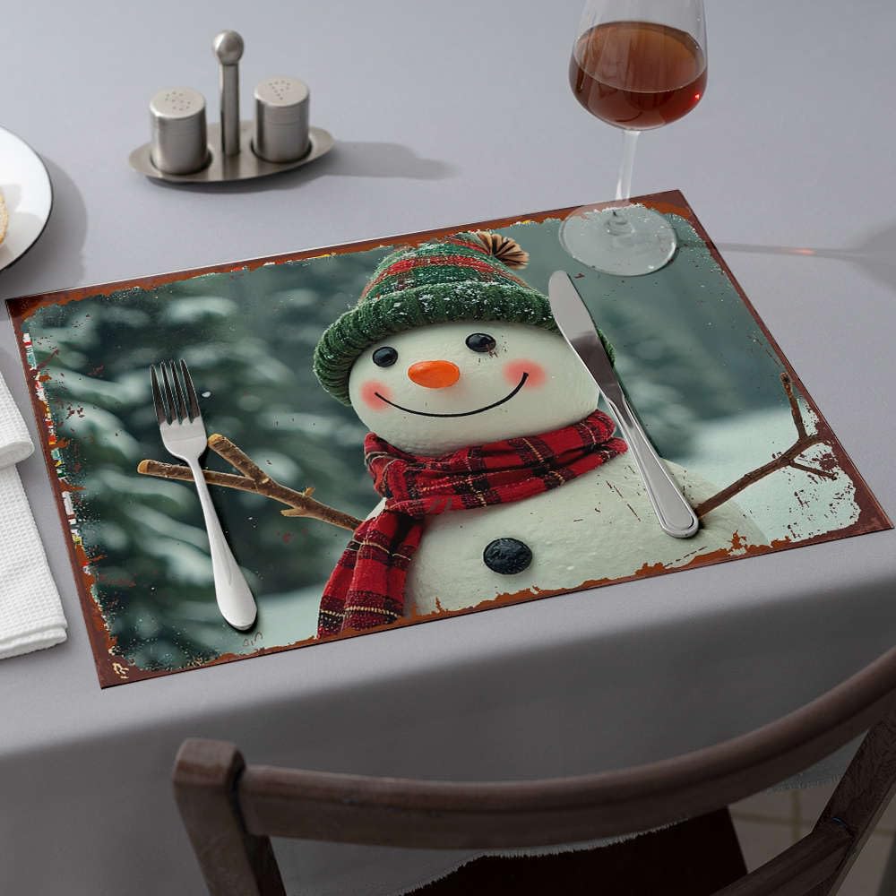 Sets de table bonhomme de neige pour une table d'hiver chaleureuse et festive