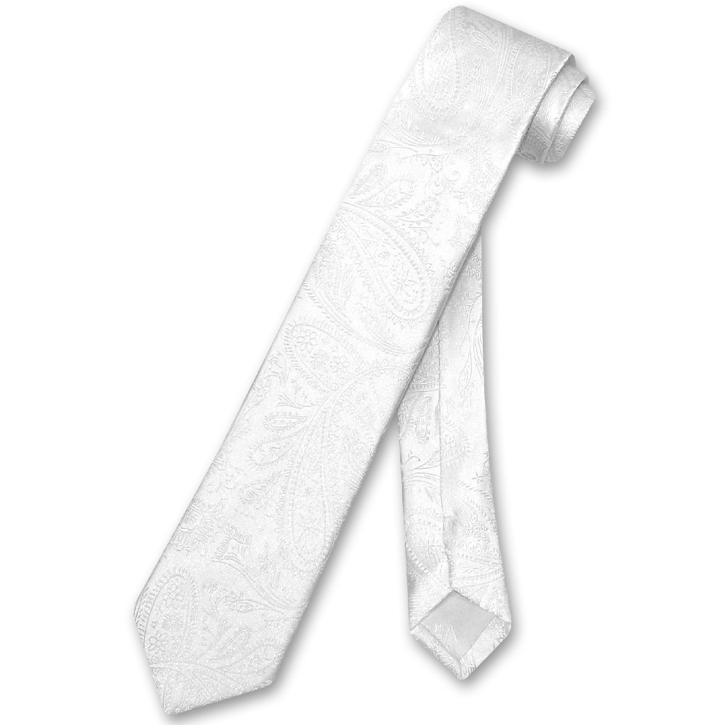Vesuvio Napoli Narrow NeckTie Solid WHITE Paisley 2.5