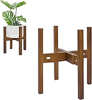 PlantsHomeFun Adjustable Bamboo Plant Stand for 8-12 Inch Pots - Mid-Century Modern Indoor Holder, Stable & Stylish