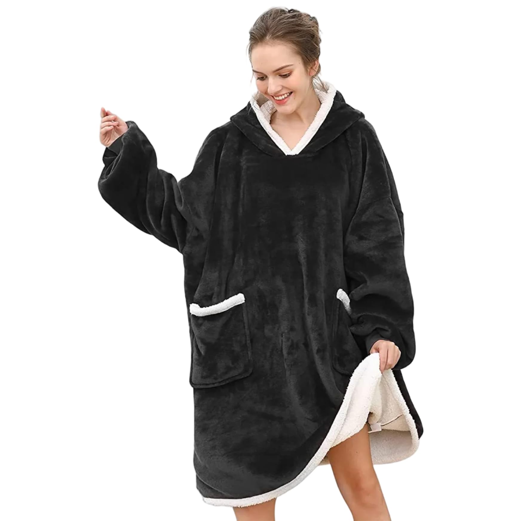 Couverture à capuche en flanelle douce et moelleuse pour femme et adulte en dortoir