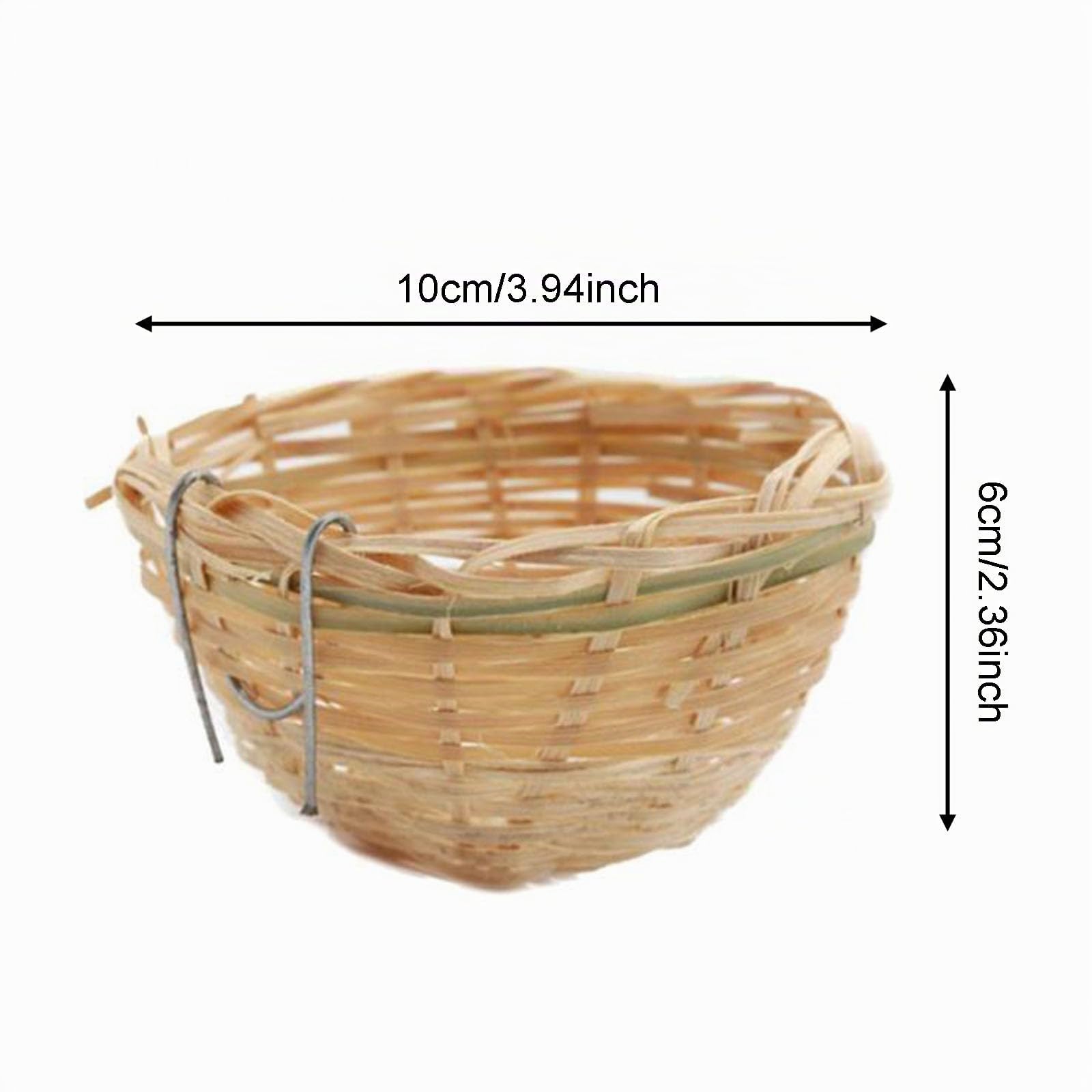 perfk 10 Stück Kanarienvogel Nest – Handgewebte Bambus Vogelkäfige mit Hängendem Haken,10x6cm, Ideal für Ruhe, Schlafen & Zucht, Dekoration für Zuhause & Garten