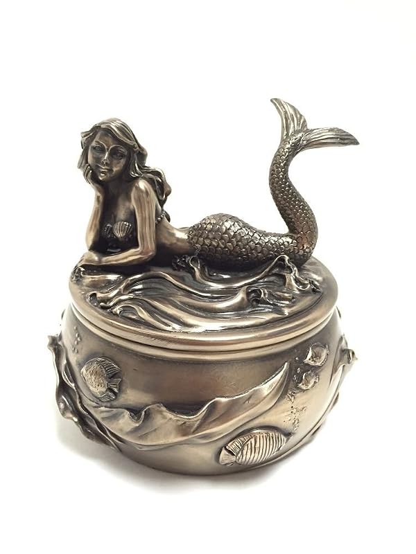 SUMMIT COLLECTION Art Nouveau Antique Bronze Mermaid Calypso Embellished Trinket and Jewelry Box by SUMMIT COLLECTION - Used condition - US$25.22
