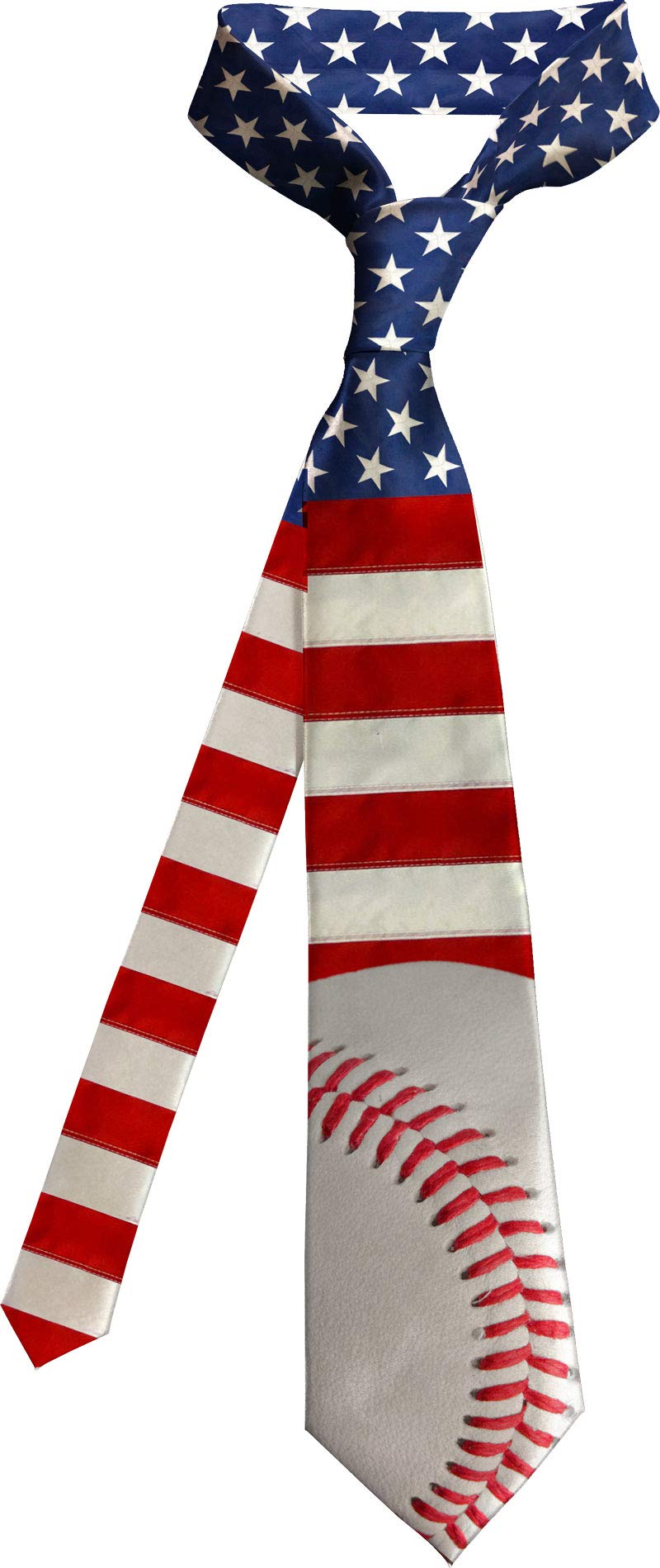 Pro-Tuff Decals Baseball Tie Necktie American Flag Design Team Travel Game Day Sports Gift Fan Athlete Coach Staff