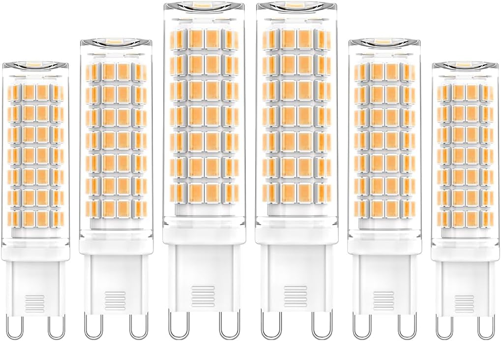 Bright Dimmable G9 LED Light Bulb, 3000K Warm White, 5W G9 Base Chandelier Bulb, 60W Halogen Replacement, 580LM, CRI 85+, 120V, Energy-Efficient, Long-Lasting, Soft White Lighting for Home