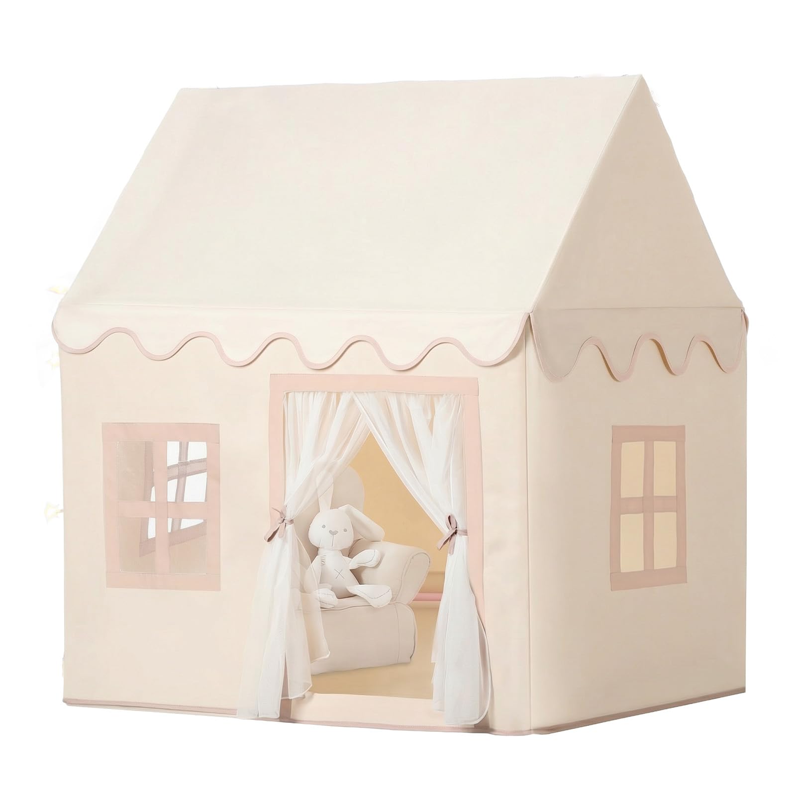 Wilwolfer Kids Play Tents Indoor: Princess Tents with Padded Mat and Tassel Garland - Cute Toddlers Playhouse Toys House for Girls Boys Birthday Gift - 67.5 D× 97 W × 107.5 H cm