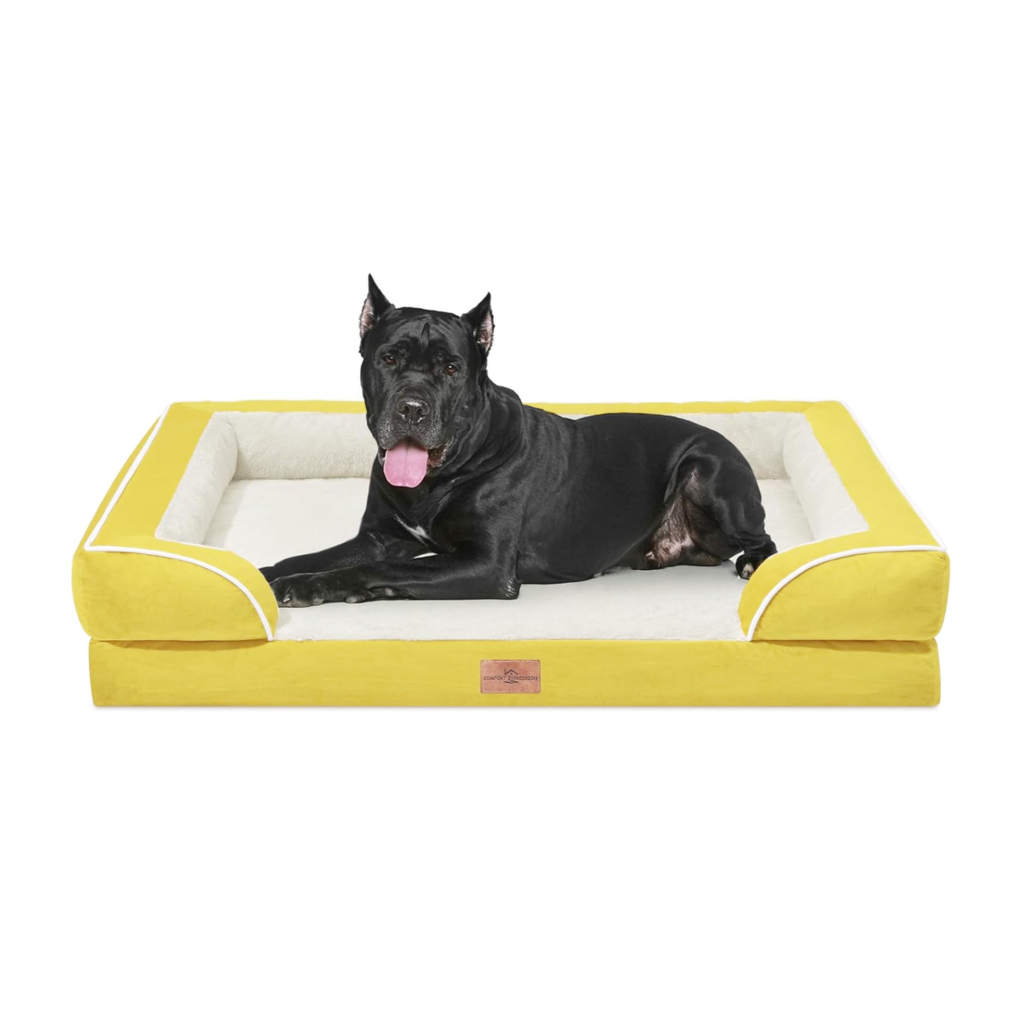 Comfort Expression Orthopedic Dog Bed for Extra Large Dogs 53x42 Inch, Waterproof Egg Crate Foam XXL Pet Bed with Removable Bolsters, Dog Couch with