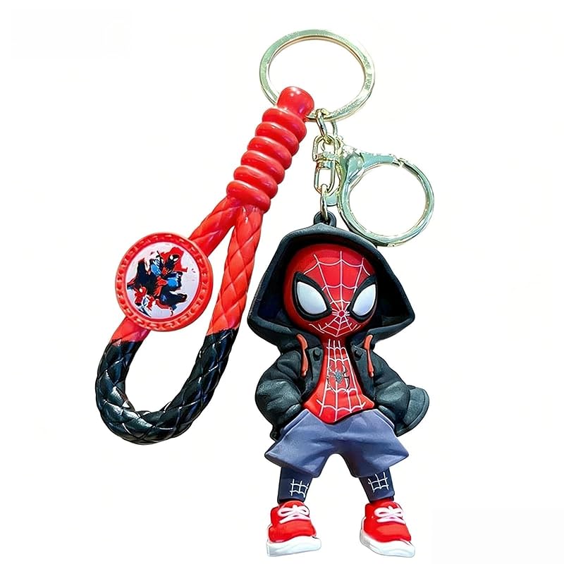 Chaveiro de Aranha em Silicone com Mosquetão, Estilo Kawaii, Vermelho e Preto, GVIOOEI