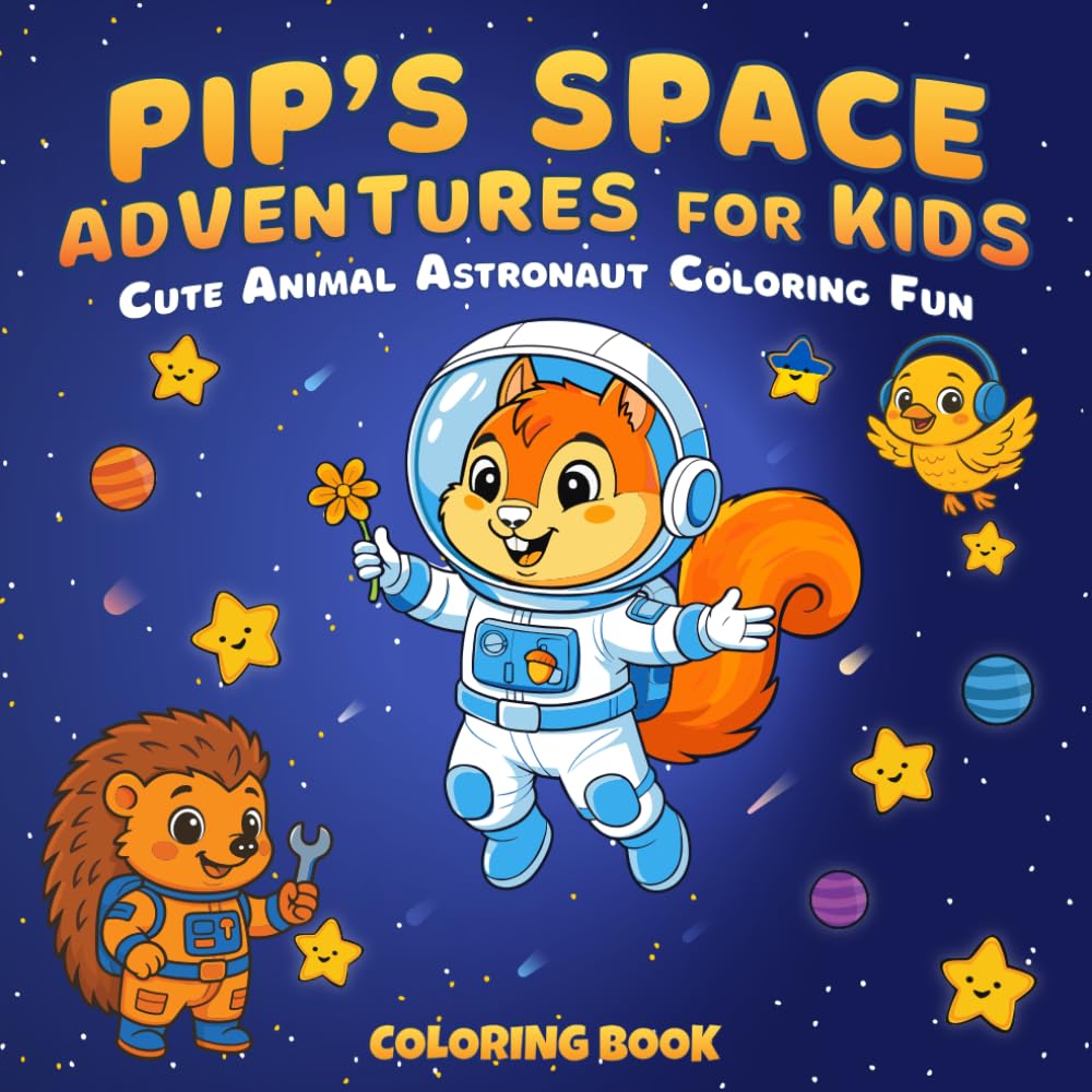 Pip’s Space Adventures for Kids: A Cute Animal Astronaut Coloring Book for Kids Ages 4–8 (Pip the Squirrel)