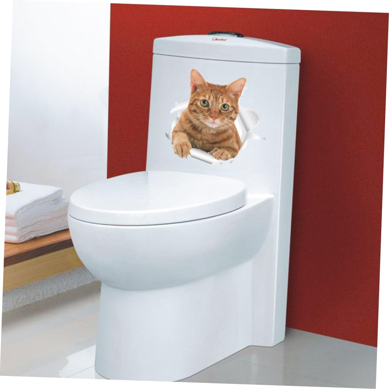 Pegatinas de pared de gatos 3D póster gato oficina decoración de baño baño caja de arena gato calcomanías de pared y murales niñas animales soporte de papel higiénico pegatinas pegatinas