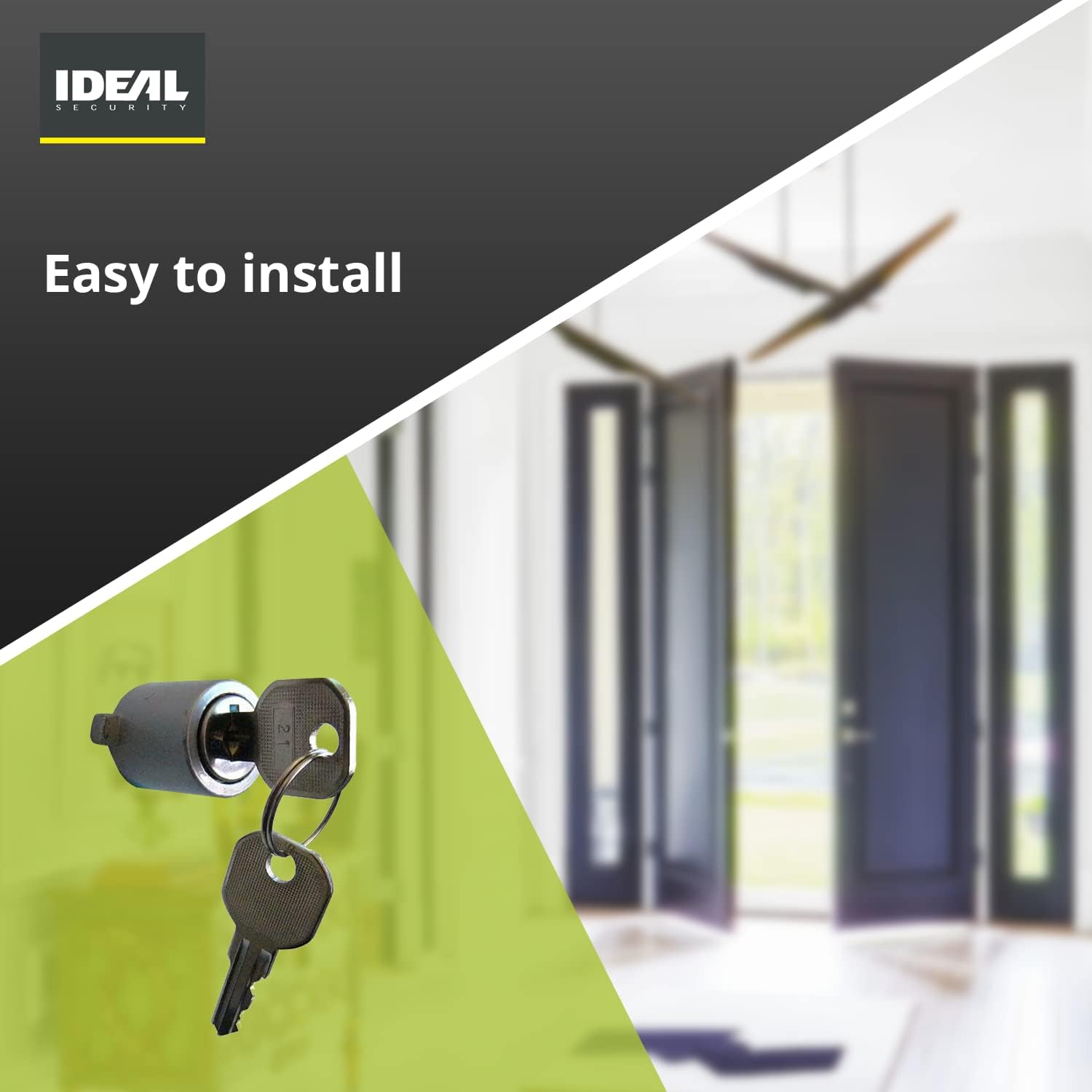 Ideal Security Key Lock Cylinder for Push-Button Storm and Screen Door Handles, Zinc
