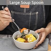 Vista 4 de Cucharas de fideos pho profundos de acero inoxidable 188, cuchara grande para sopa y cucharón para servir, mini cucharón, 7.9 pulgadas