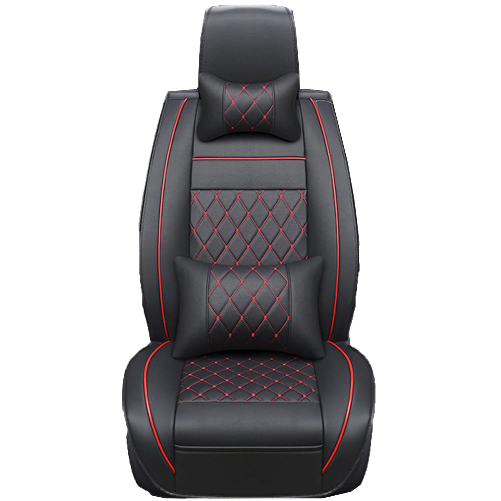 Car Seat Covers Sets for Volvo V40 2012-2019, Universal Faux Leather Waterproof with Airbag Compatible, Luxury Deluxe Protection Cushion for SUV Sedan Truck, B/Black-Red