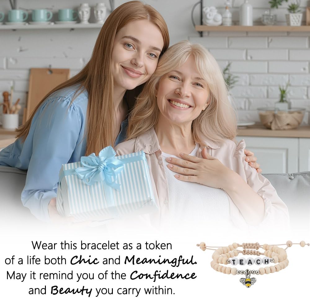 Aelciyue Teacher Appreciation Gifts - Christmas Valentines Day End Of Year Graduation Retirement Gifts for Teachers Bracelets - Image 8