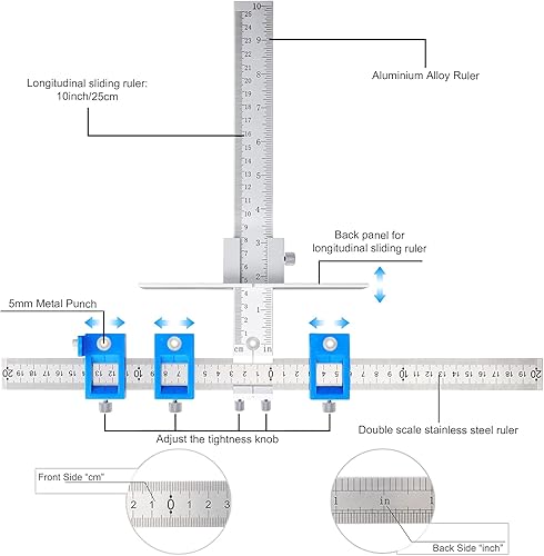 Miniatura 5 de King&Charles - Plantilla de metal para manija de gabinete con punzón central automático, juego perfecto  evita la fluctuación causada por la