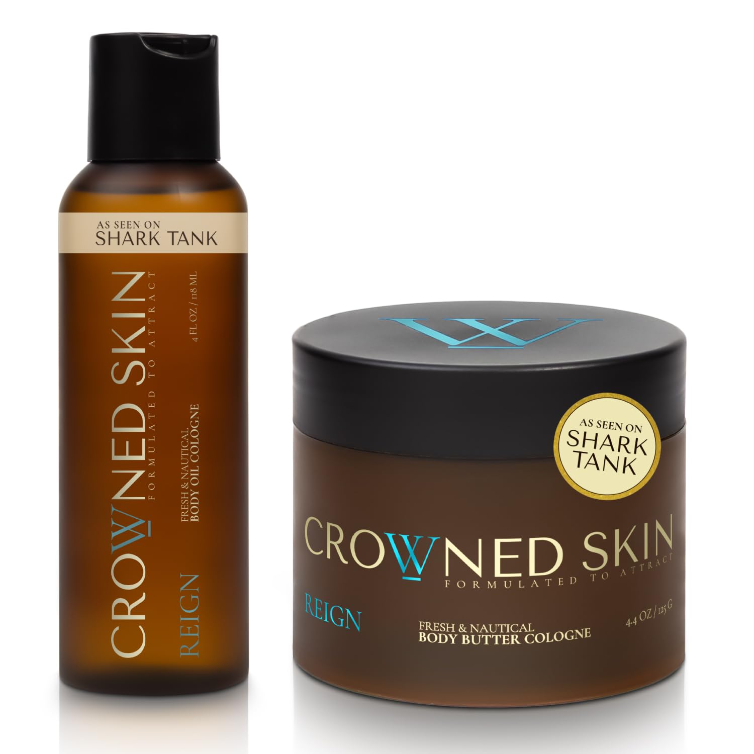 Crowned Skin Reign Body Butter Cologne and Body Oil Cologne Bundle | As Seen On Shark Tank | Skin Care Set with Pink Pepper & Bergamot Scent | Natural Shea & Mango Butters | All-Day Fragrance