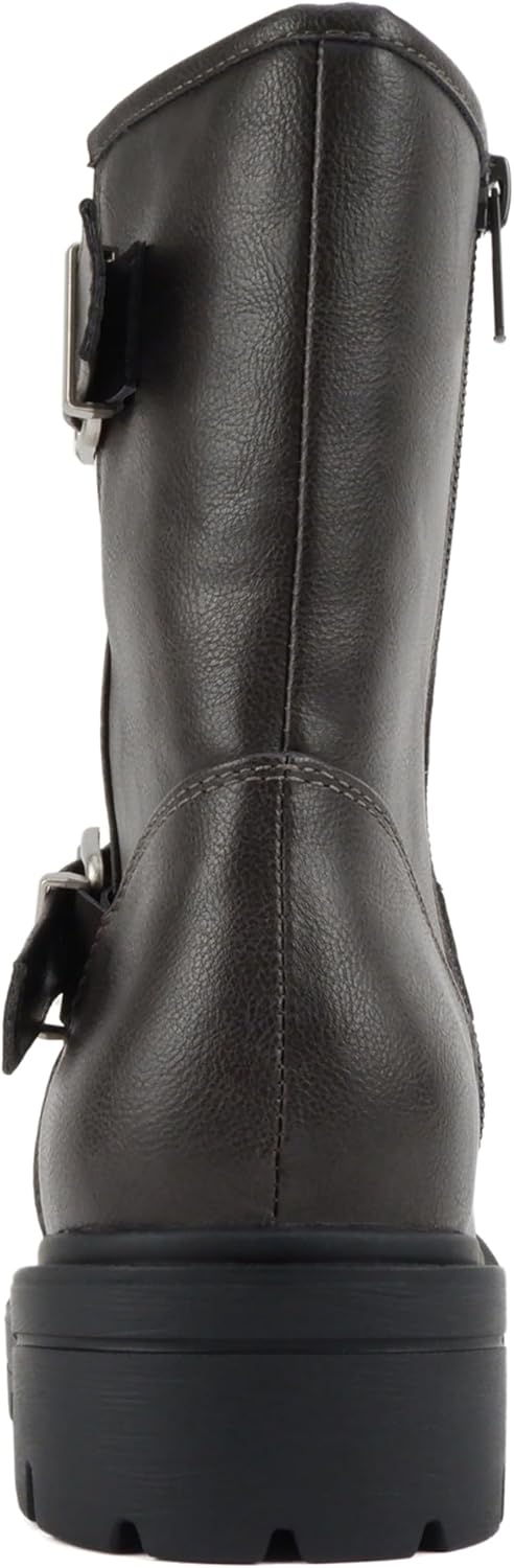 Soda “Kicker” ~ Women Moto Bootie Round Toe Buckle Straps Mid-Calf with Side Zipper - Image 3