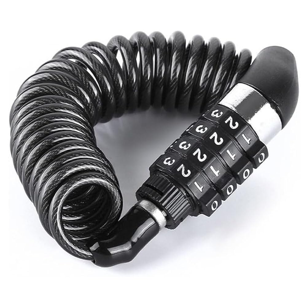 Yangwen Black Motorcycle Helmet Lock, Mini Portable Bicycle Combination Security Lock With 4-Digits Helmet Password Combination Lock Bike Accessories For Scooter Bike Motorcycle Luggage