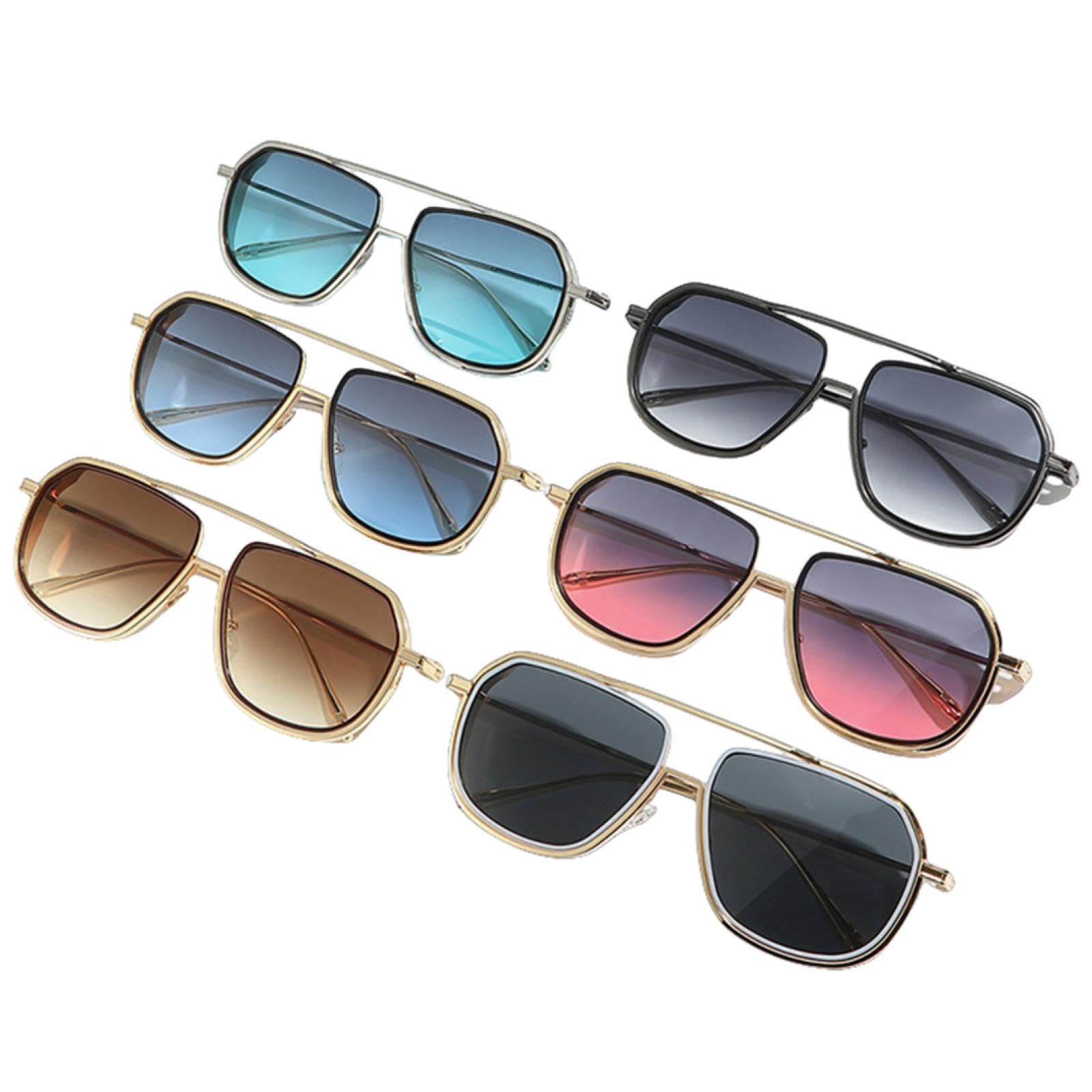Occhiali da sole alla moda con doppio ponte, lenti trasparenti UV400, occhiali da sole alla moda da donna e da uomo