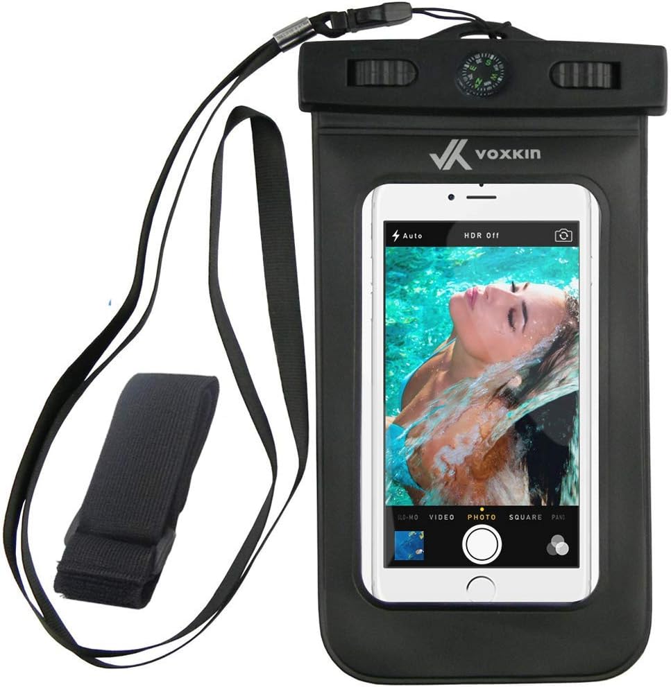 Voxkin Premium Quality Universal Waterproof Case with Armband, Compass, Lanyard - Best Water Proof, Dustproof, Snowproof Pouch Bag for iPhone 12 Pro Max, 12 Mini, S21 Ultra, S20, OnePlus 8, Pixel 5