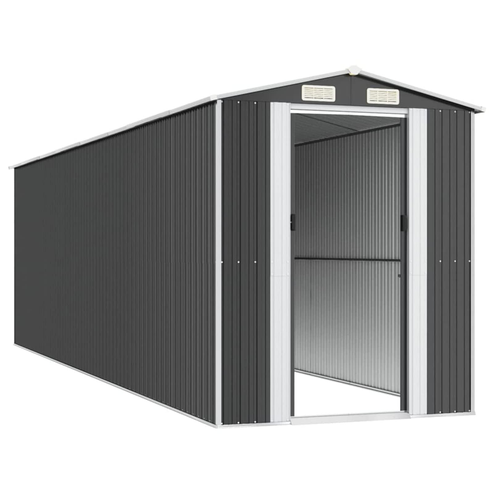 Capanno da Giardino Antracite 192x689x223 cm in Acciaio Zincato,Capannone da Giardino,Casetta da Giardino,Casetta Attrezzi Giardino