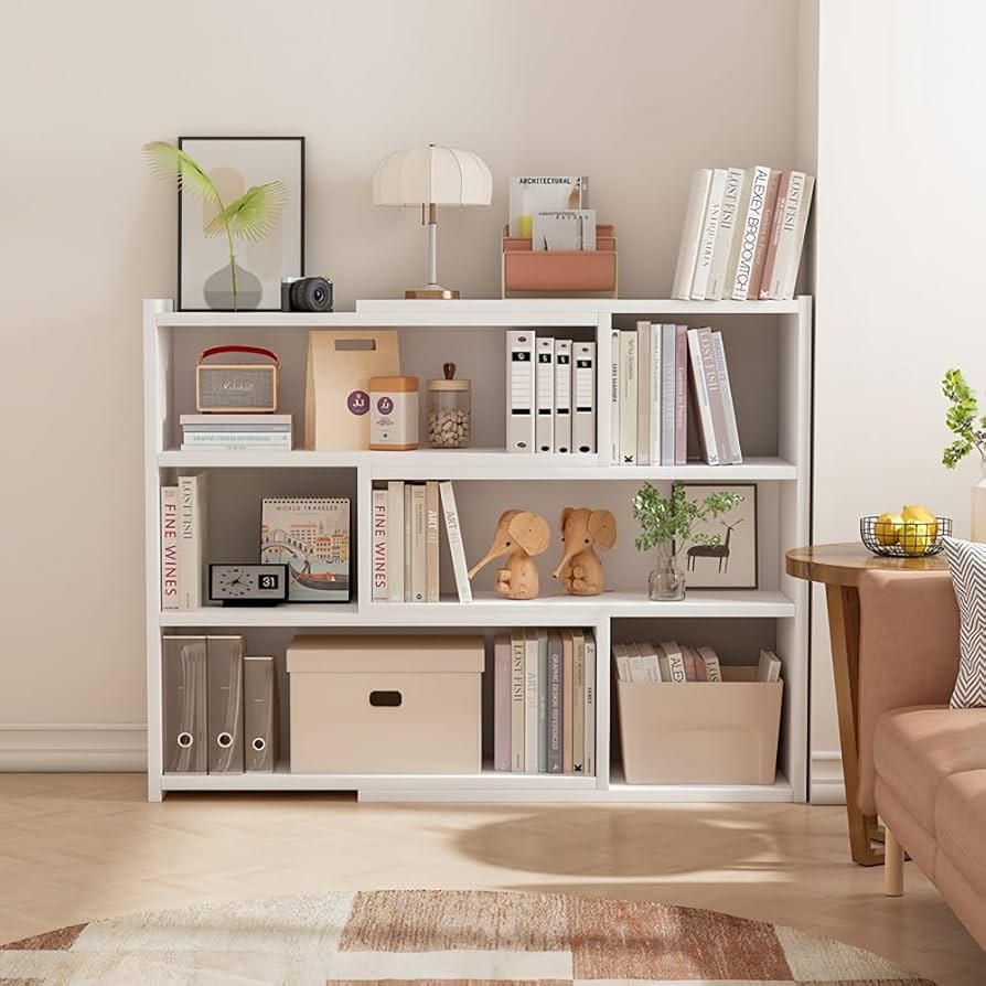 Amazon｜本棚 おしゃれ 大容量 幅(60〜110cm)x奥行30cm×高さ90㎝ 伸縮