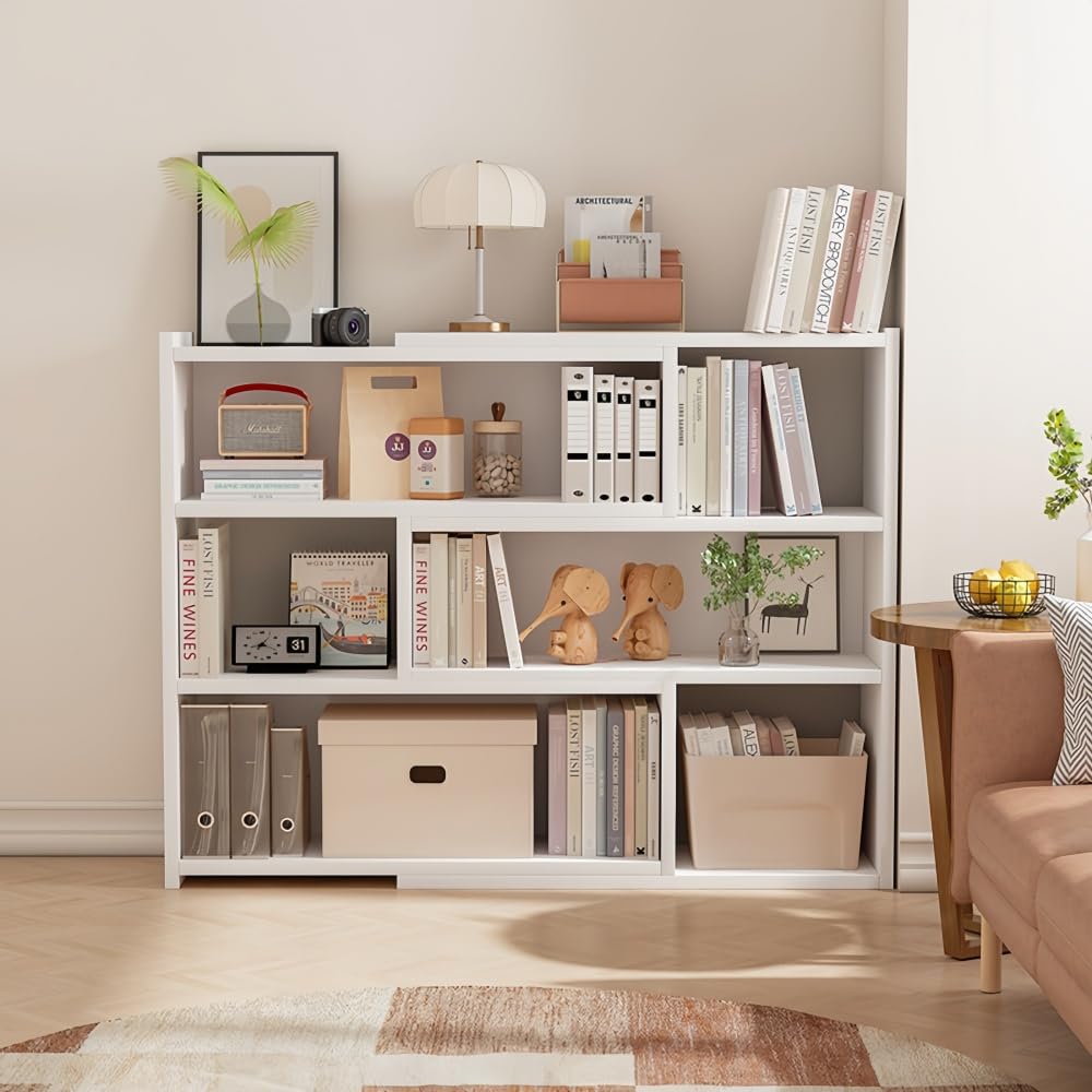 Amazon｜本棚 おしゃれ 大容量 幅(60〜110cm)x奥行30cm×高さ90㎝ 伸縮