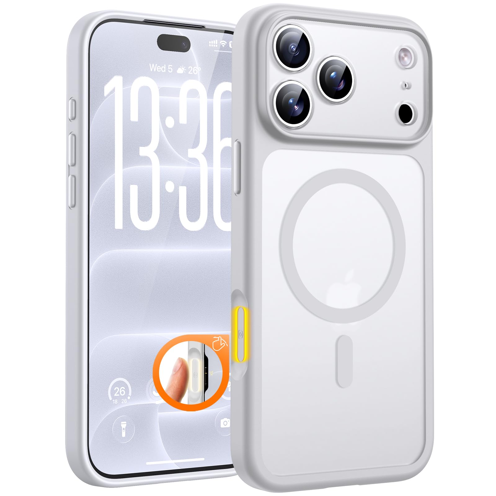 TOCOL for iPhone 18 Pro Max Case, Compatible with MagSafe, White