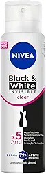 NIVEA Desodorante Antitranspirante Aerossol Invisible Black & White Clear 150ml - Proteção prolongada de 48h, cuidado suave, ação antibacteriana, fórmula 5 em 1: anti-manchas, anti-odor