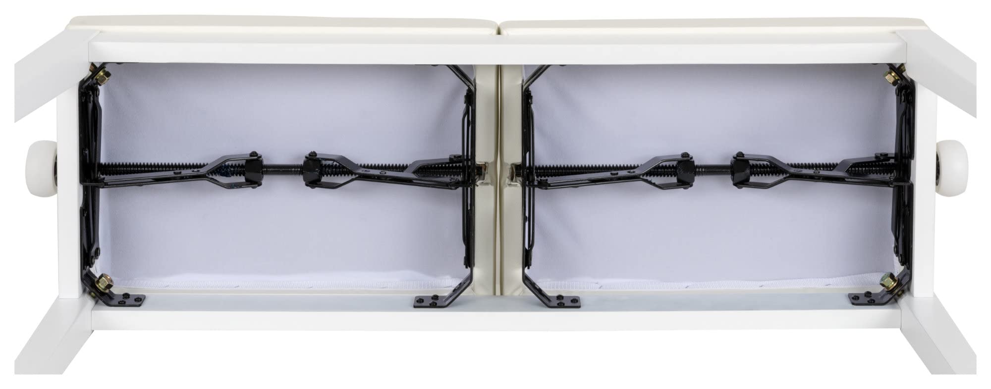 Classic Cantabile Doppelsitzer Pianobank - Für Zwei Personen - Polster aus Kunstleder - Sitzflächen unabhängig höhenverstellbar - 2-fache Kreuz-Mechanik- Massive Holzkonstruktion - Weiß Hochglanz | Massive Holzkonstruktion, Kunstlederbezug in Weiß, Höhe u