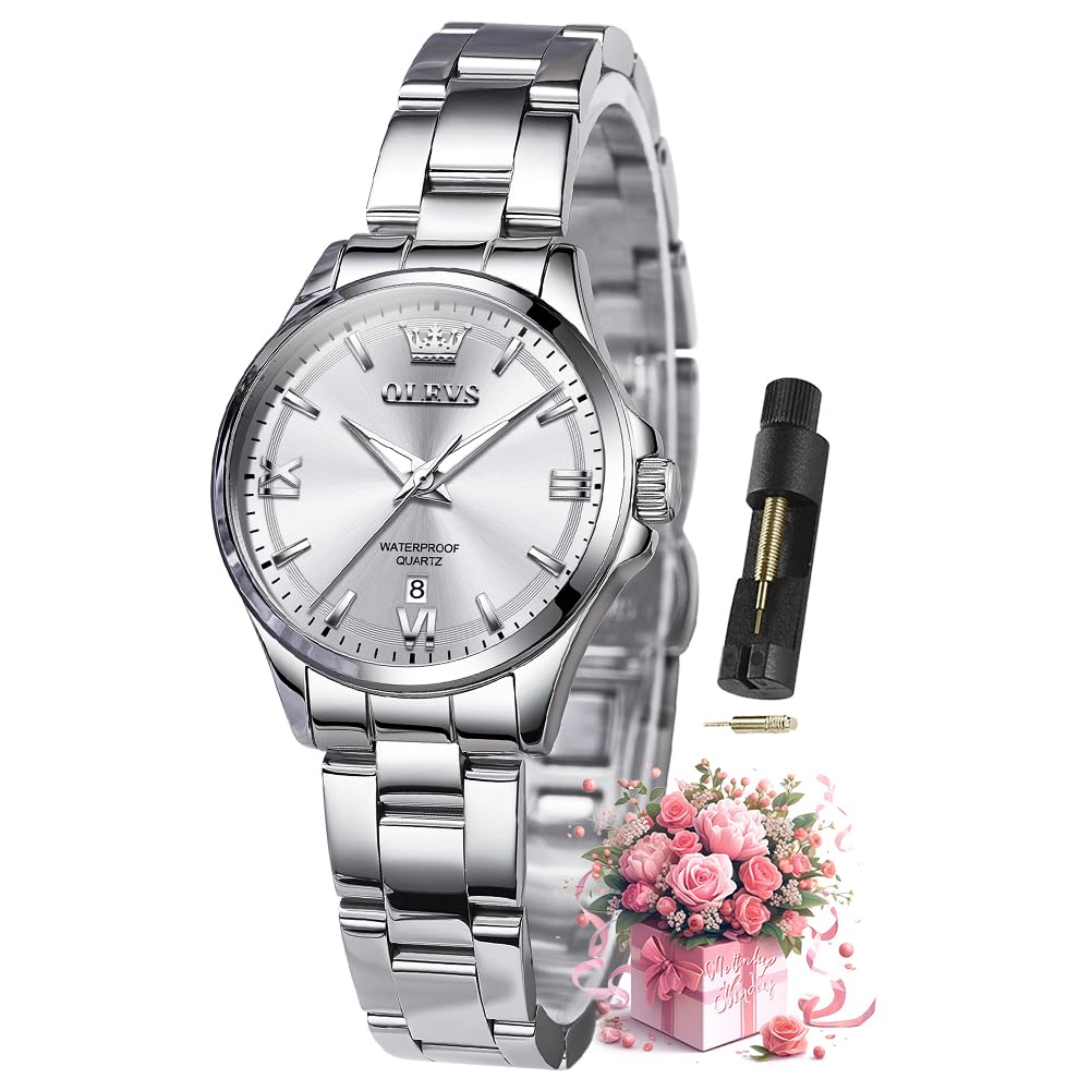 OLEVS Watches for Women Luxury Elegant Stainless Steel Waterproof Luminous Diamond Women's Fashion Watch Ladies Watches for Small Wrists