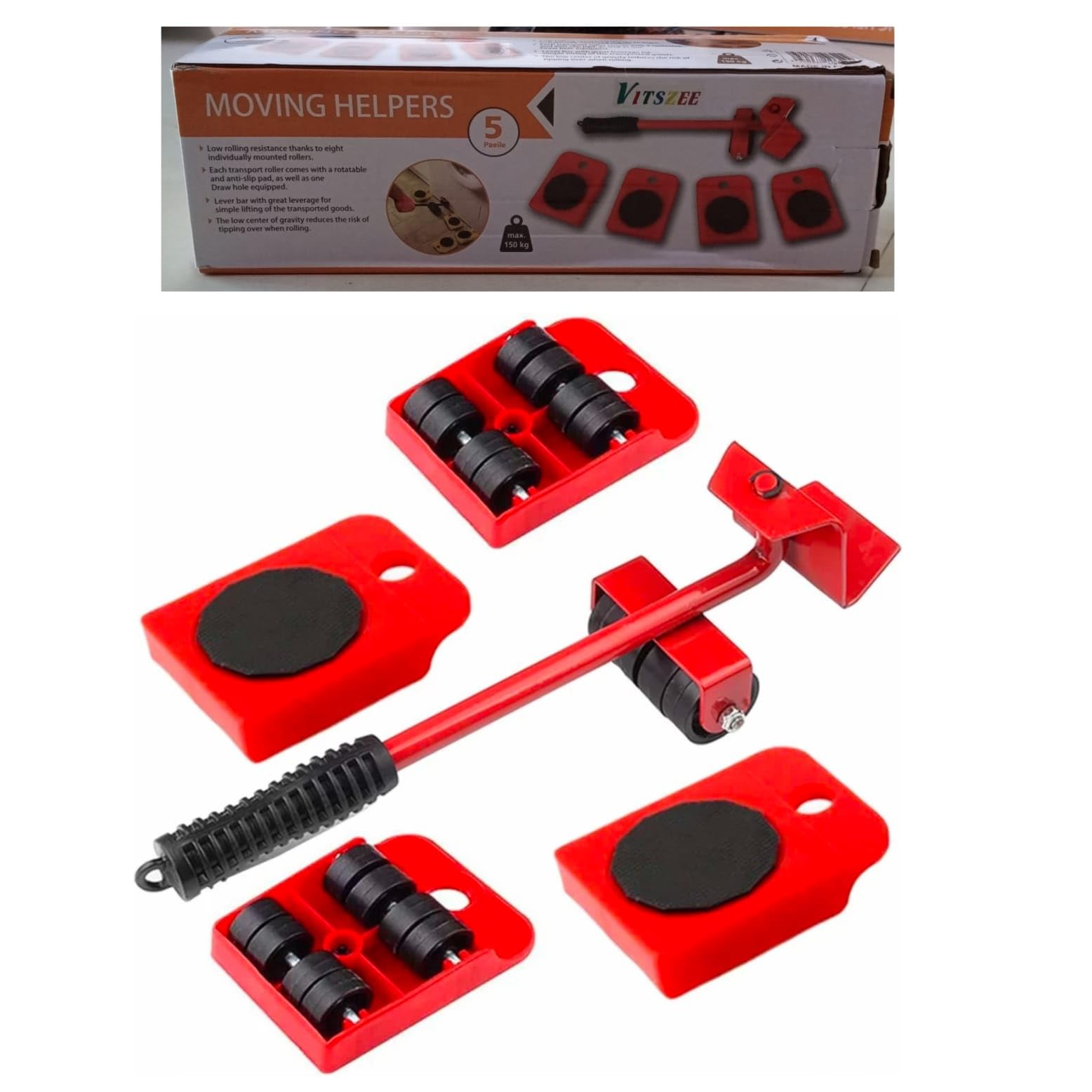VITSZEE Heavy Duty Furniture Lifter Mover Tool Set, Furniture Moving Helper Roller Wheel Set for Washing Machines, Fridge,Sofa, Wardrobes Adjustable Height (B0D6Z36MF8) Amazon Price History, Amazon Price Tracker