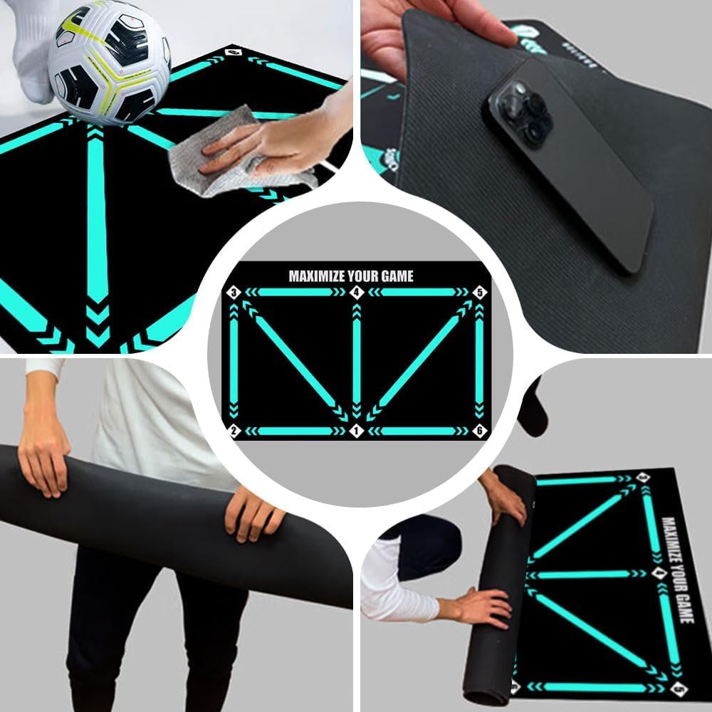 Tapis d'entraînement de football antidérapant bleu - Accessoires de dribble