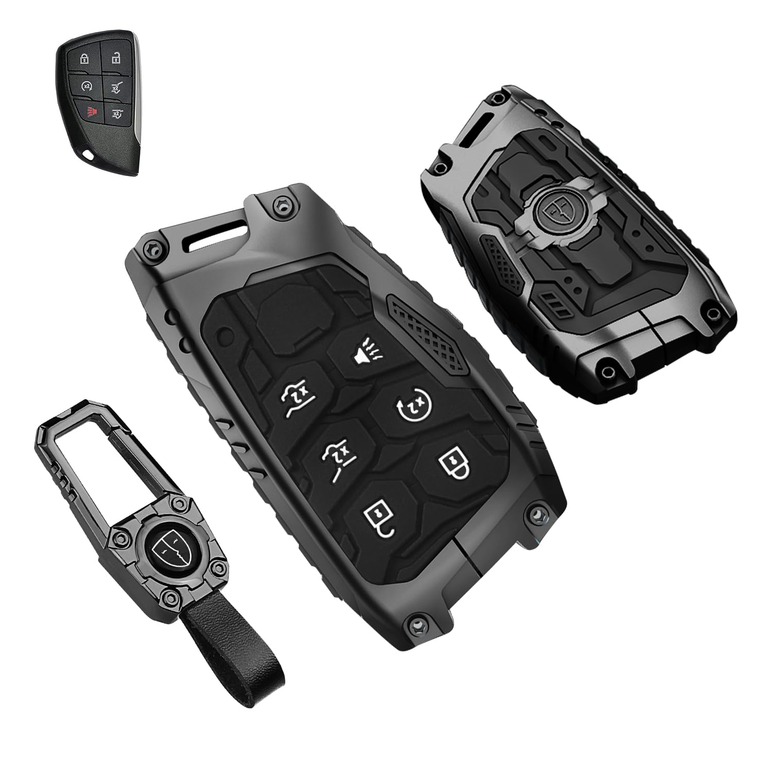 QBUC for Chevy Heavy Key fob Cover, for Chevy 2022 2023 2024 2025 Silverado 1500 GMC Sierra 1500, Metal Key Case for Chevrolet Tahoe 2024 2025