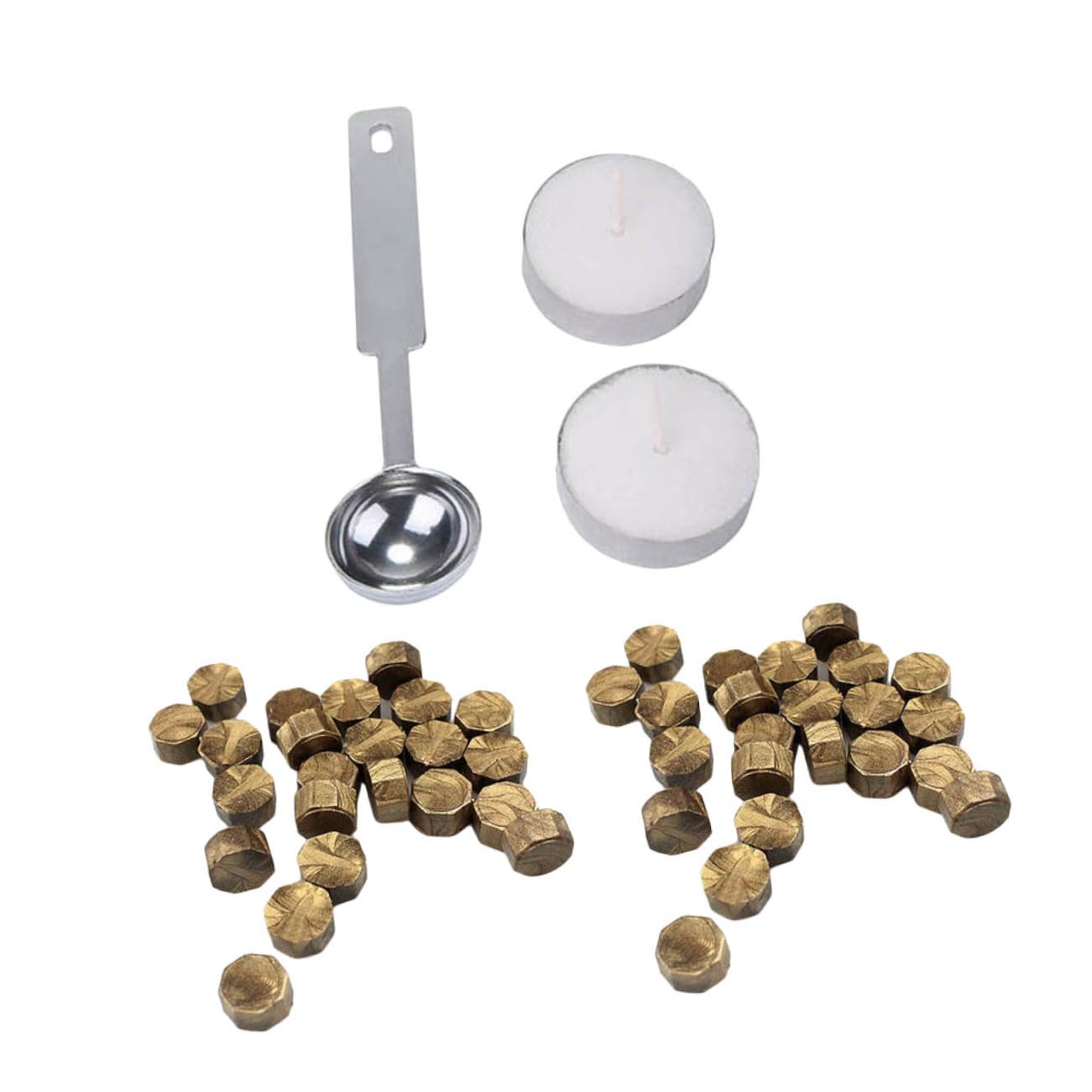 SHINEOFI Lot de 309 Perles De Cire Octogonales Cuillère À Cire Fondante Et 2 Bougies pour Enveloppes Invitations Et