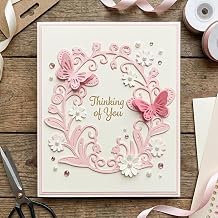 Lapoo Flowers Cutting Die for Scrapbooking - Durable Metal Cutting Die for DIY Scrapbook Photo Album Decorative Paper Card, 3D Backgrounds Frame Butterfly Garland 3.6 x 3.5 in