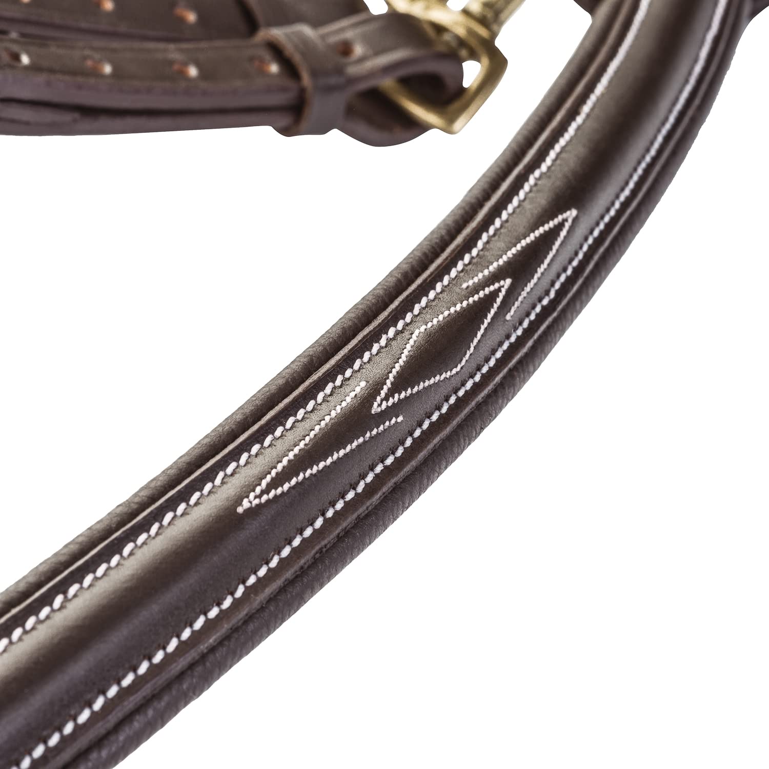SUNRIDE Collier de Chasse Cuir avec Martingale Cheval (Windsor) – Fixation 3-Points – Fourche Martingale Amovible – Inserts élastiques – réglable (Full, Marron)