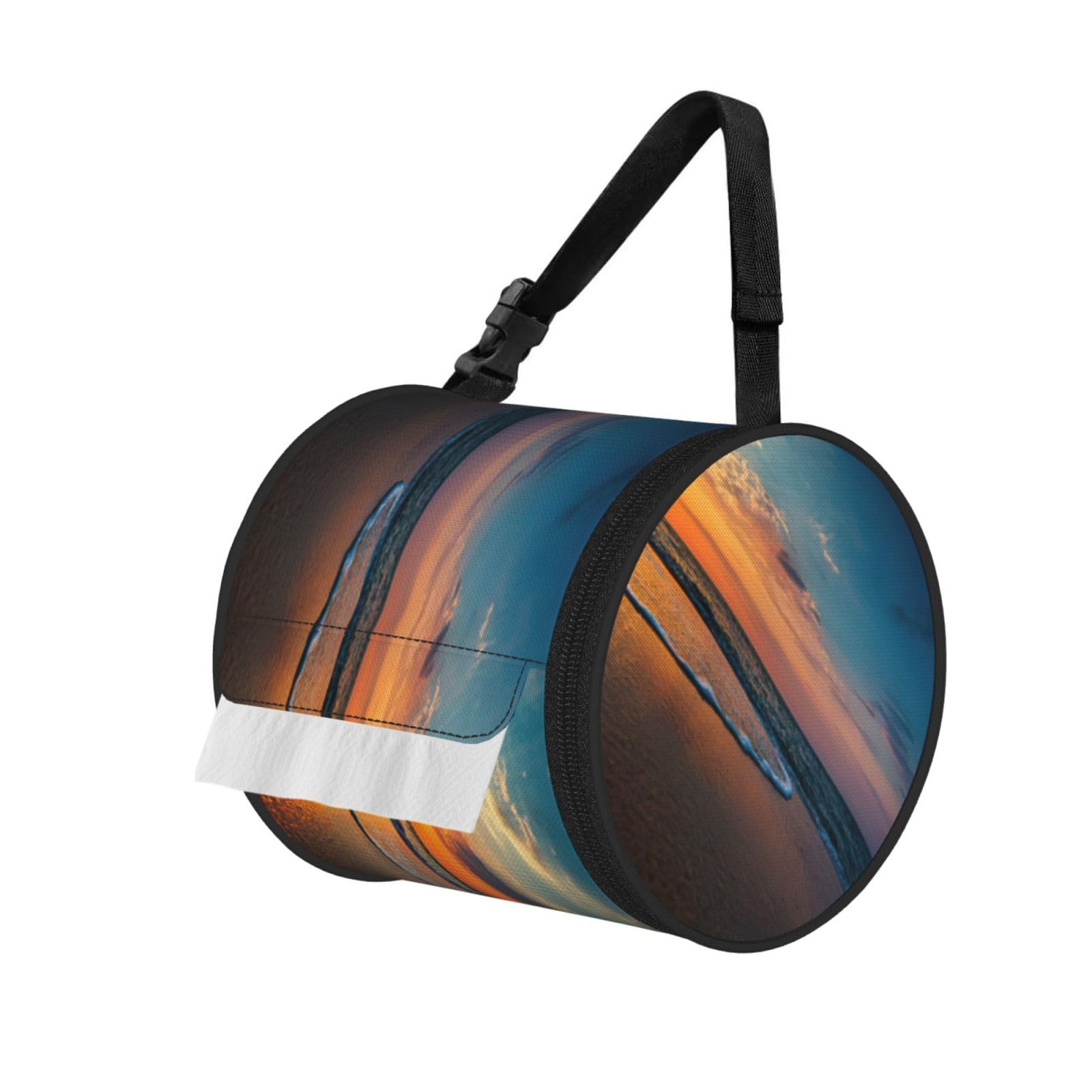Beach Sunset Print Fashion Tissues Organizer Box, Hanging Tissue Holder For Purse Coins For Car Office Daily Outing
