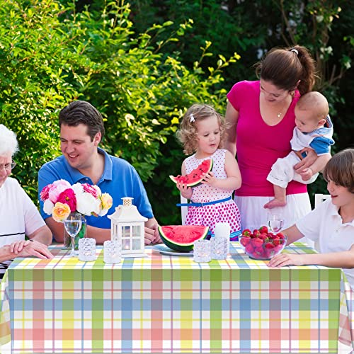 6Pcs Spring Easter Buffalo Plaid Checkered Tablecloth Decorations,Plastic Watercolor Pink Blue Yellow Pastel Dinner Table Cover for Indoor Outdoor Spring Birthday Easter Party Supplies,54 x 108 Inch by Jectivs - Image 5