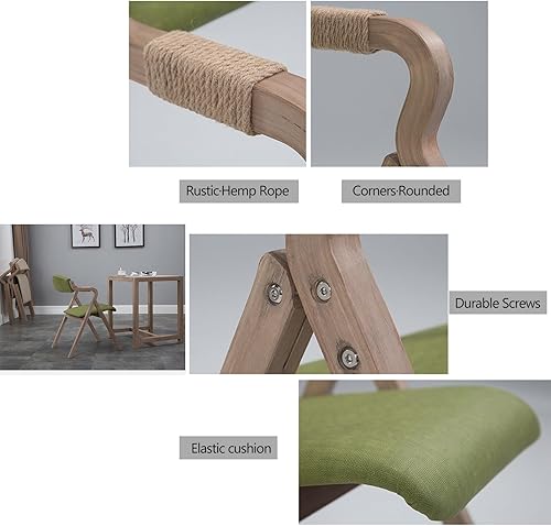 Miniatura 5 de 2-Pack Folding Chairs with Cushion, Farmhouse Folding Dining Chairs, Linen Padded Foldable Chairs for Dining Room, Parties, Office(Multi-Colored)