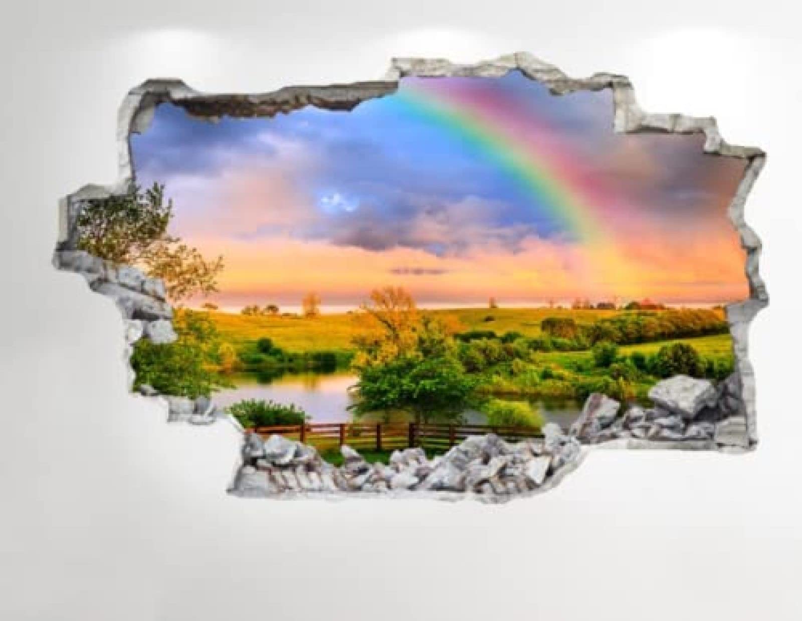 Wanddeko Regenbogen-Wandaufkleber im 3D-Look – Schlafzimmer-Lounge-Natur-Tier-Wandaufkleber Z282 80x120cm