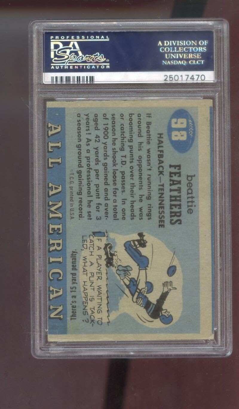 1955 Topps All-American #98 Beattie Feathers PSA 4 (MC) Graded Football Card Tennessee