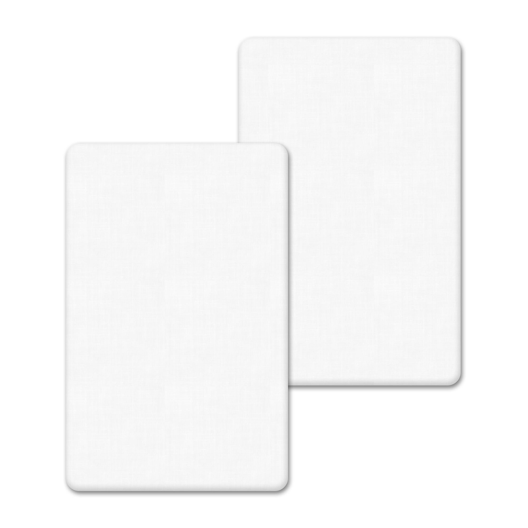 2 Pack 100% Cotton Crib Fitted Sheets, White, 90 x 50 cm