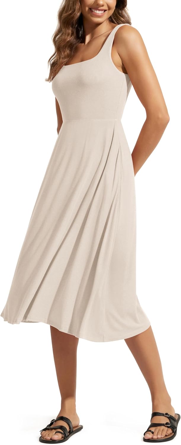 Ododos midi sundress tank dress in flare style